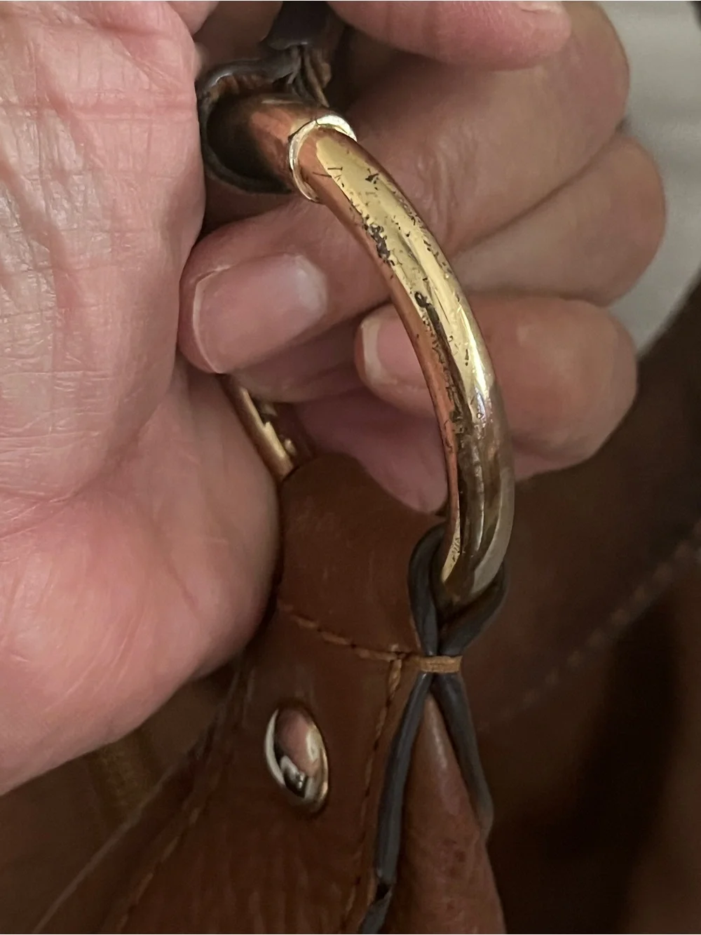 Michael Kors Brown Pebbled Leather Hobo with Gold MK Emblem